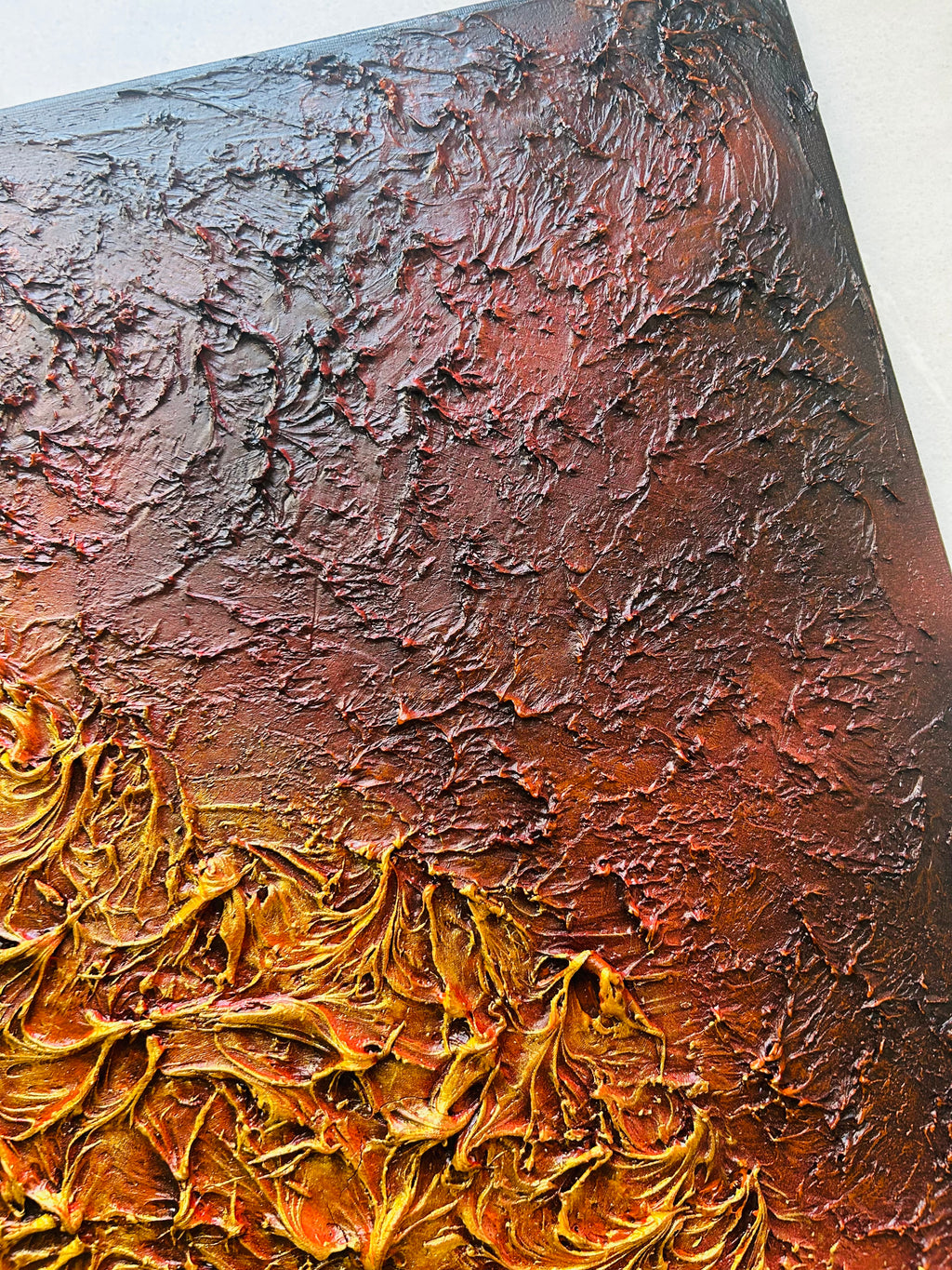 Full view of Ignition original abstract painting by Carey Baxendale.
