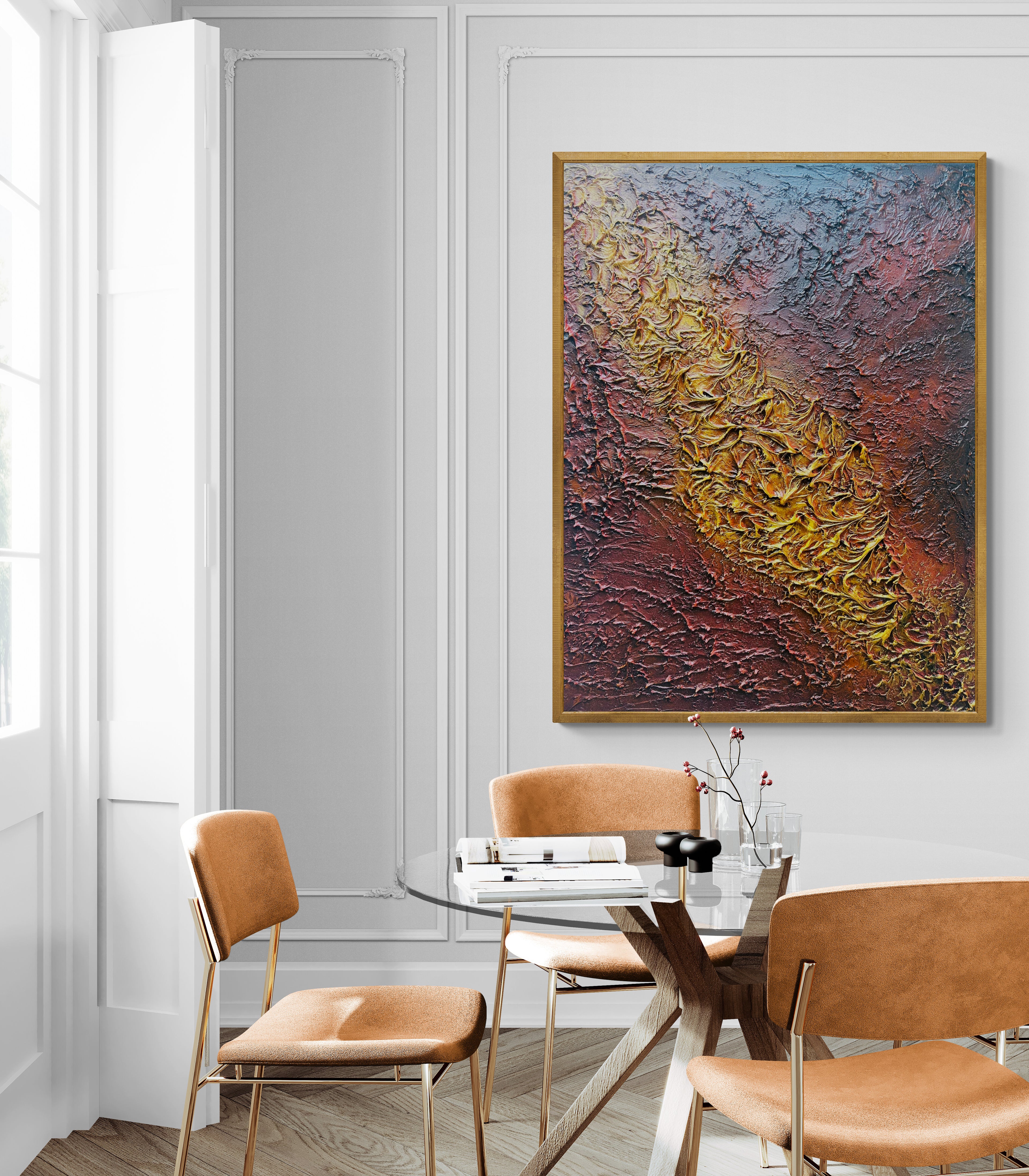 Ignition original abstract art painting by Carey Baxendale - bold contemporary wall art.

