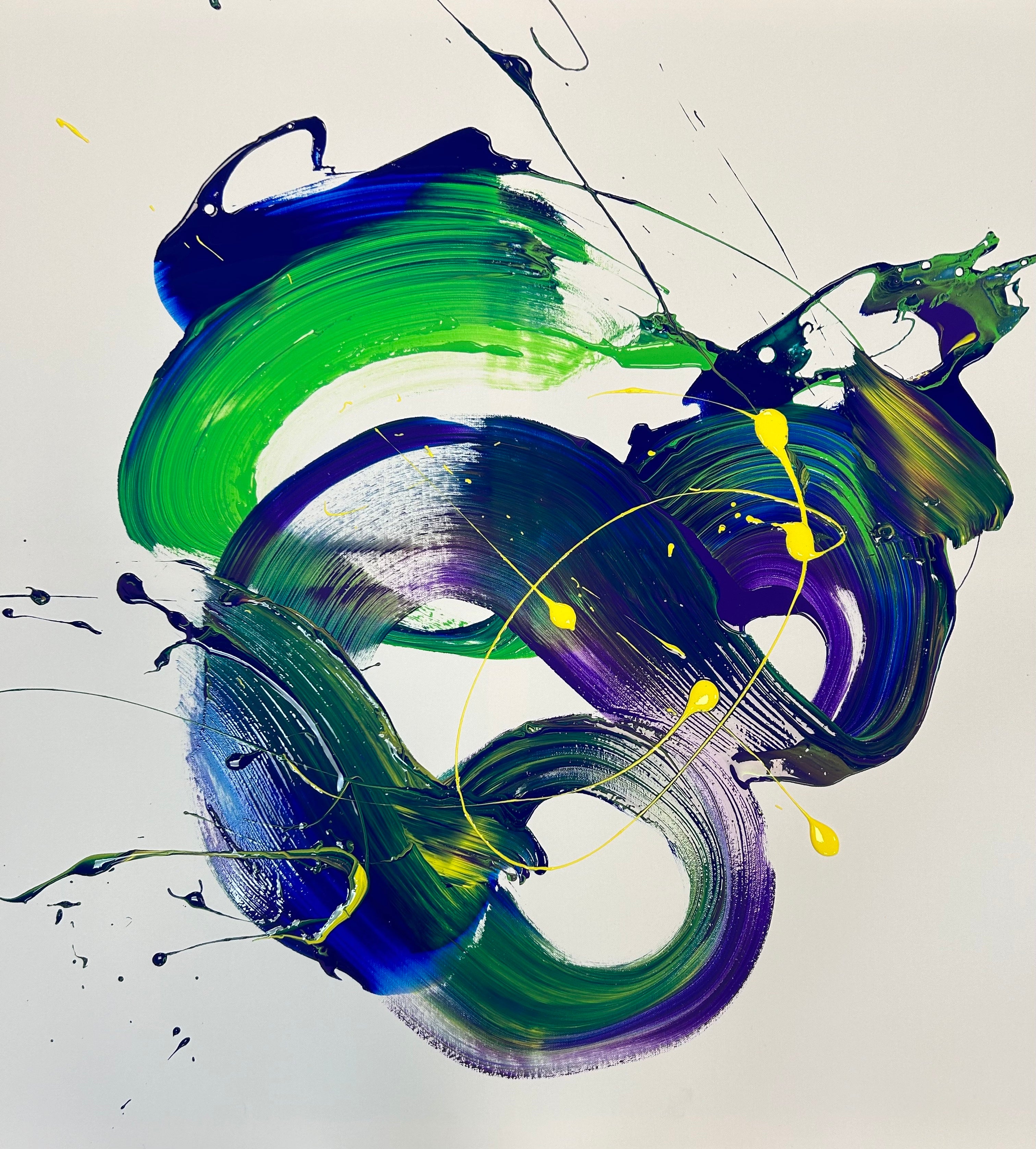 Full view of Purple Waves of Time original abstract artwork in rich purple hues.