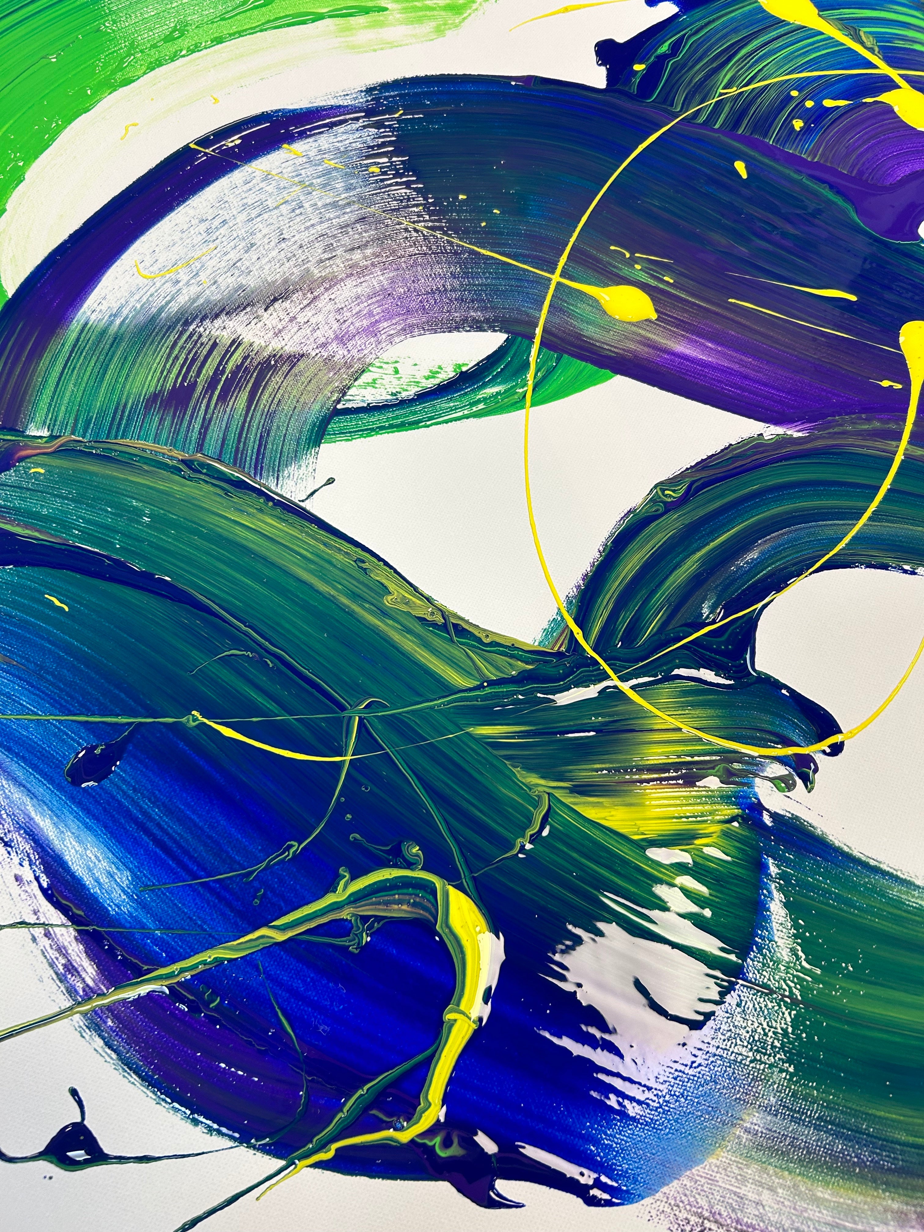 Close-up detail of Purple Waves of Time showing fluid purple tones and organic shapes.