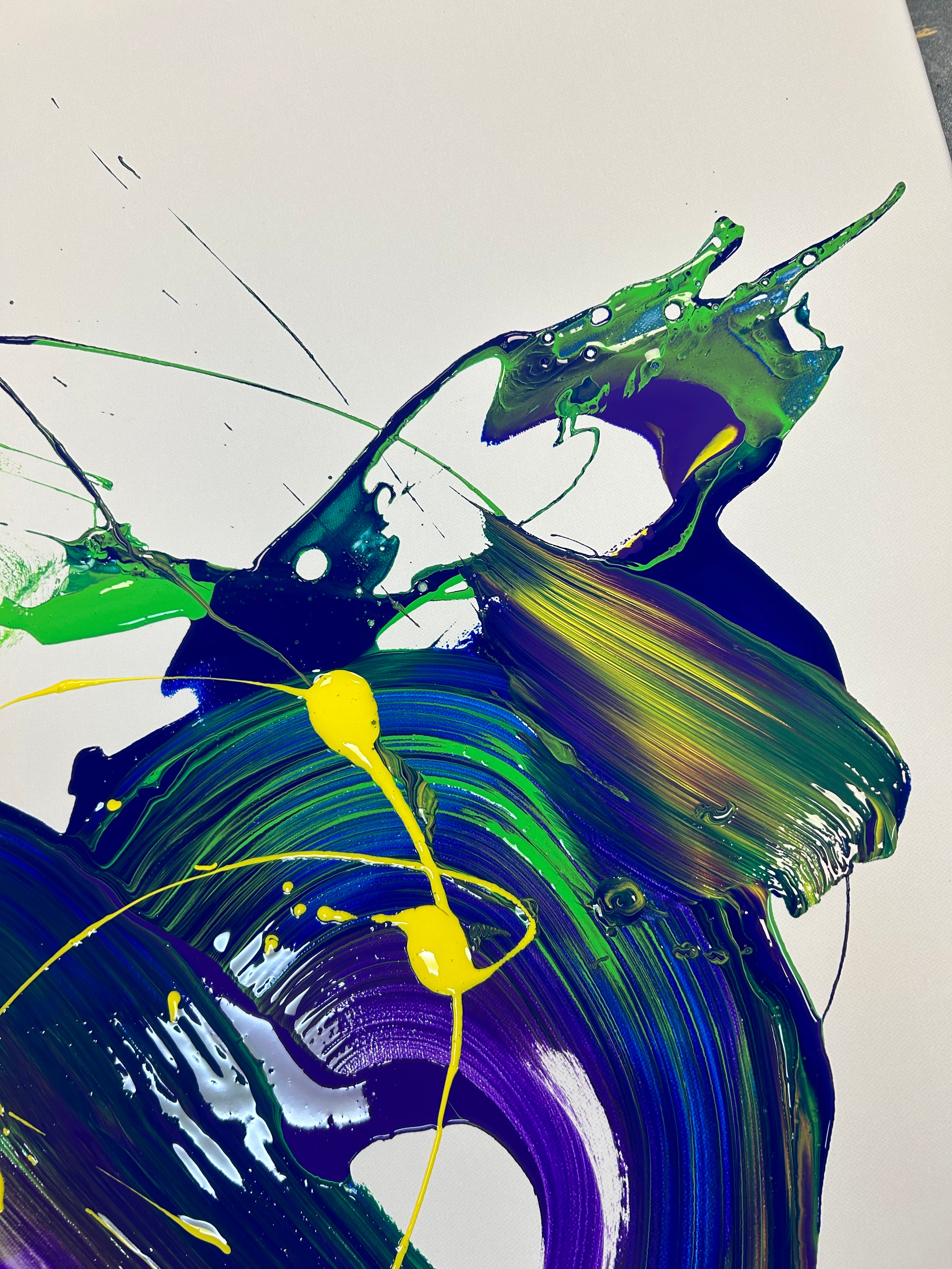 Purple Waves of Time contemporary art piece with mesmerizing wave patterns.