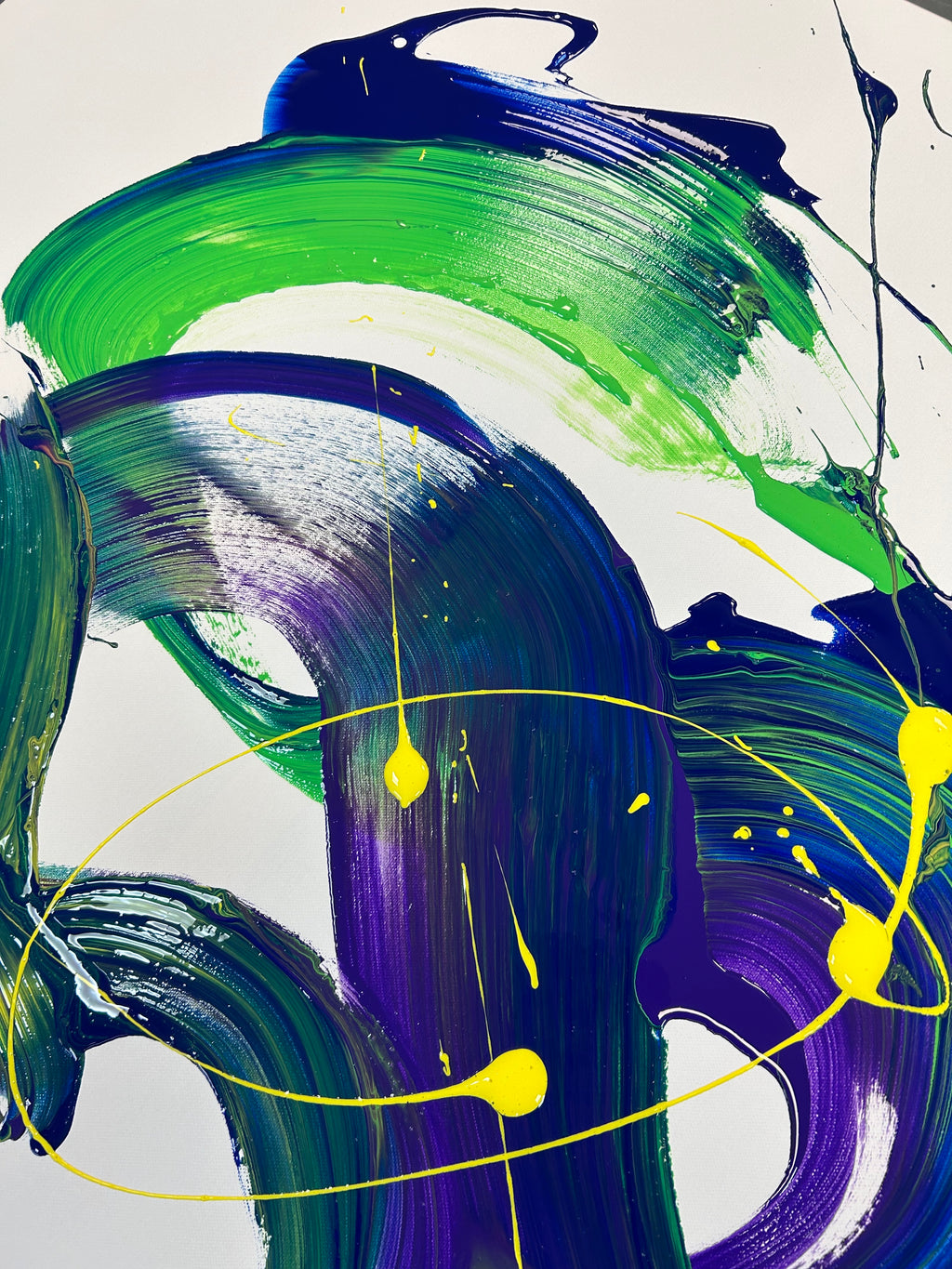 Purple Waves of Time art detail showcasing depth and movement in purple waves.