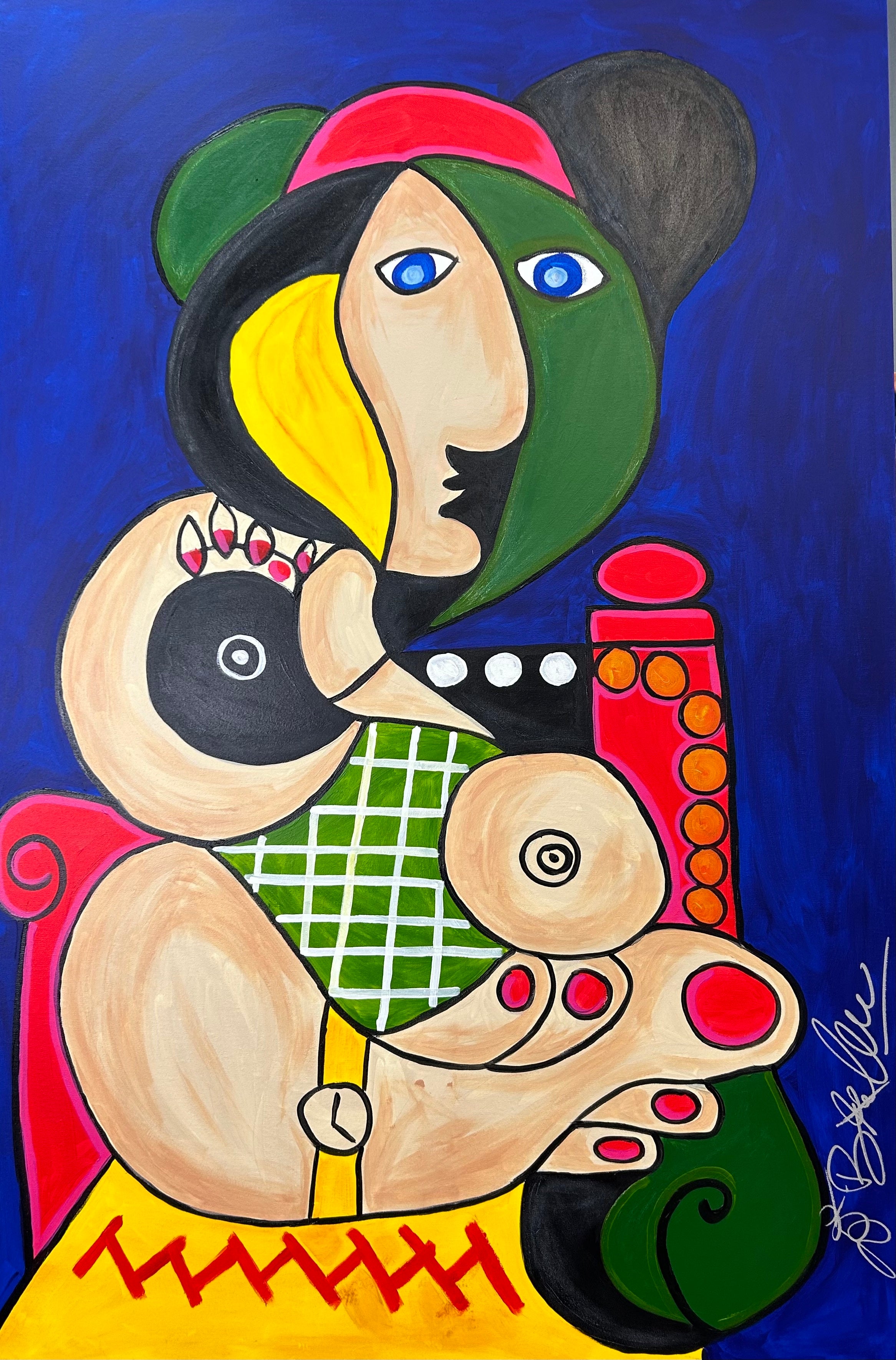 Picasso style Women of the World original artwork featuring bold colours and abstract female figures.