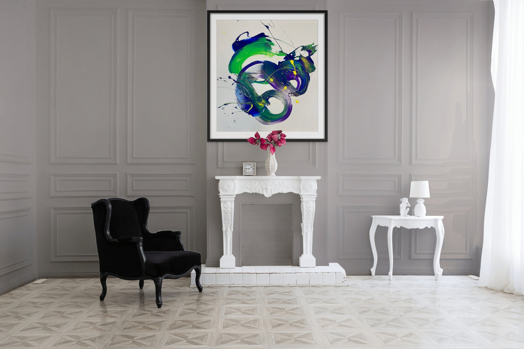Purple Waves of Time original artwork by Carey Baxendale featuring flowing purple abstract forms.