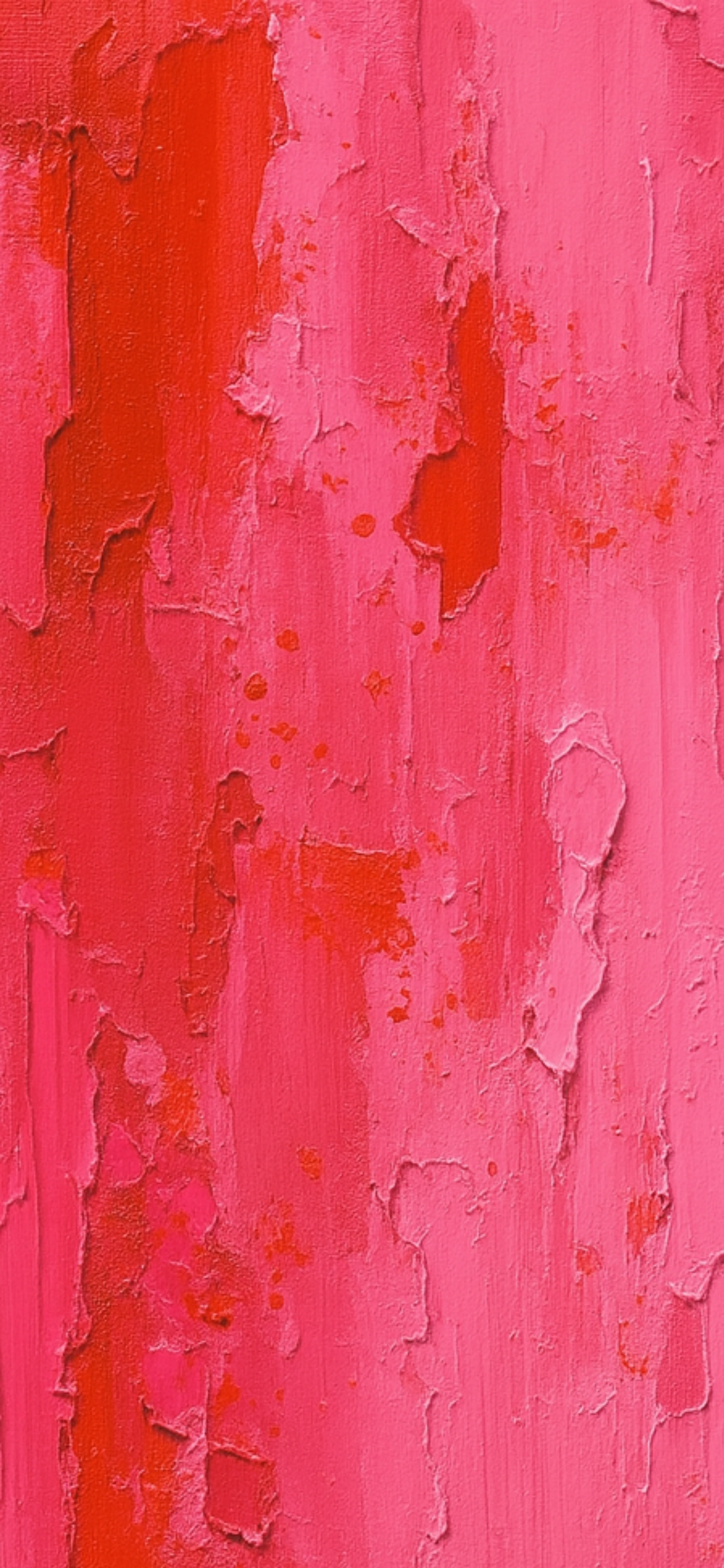 "Raw Emotions original painting - close-up detail of red and pink palette knife texture"