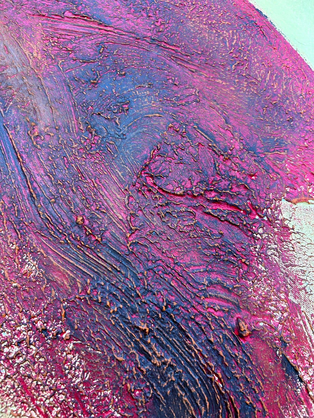 close up of intense texture on canvas 