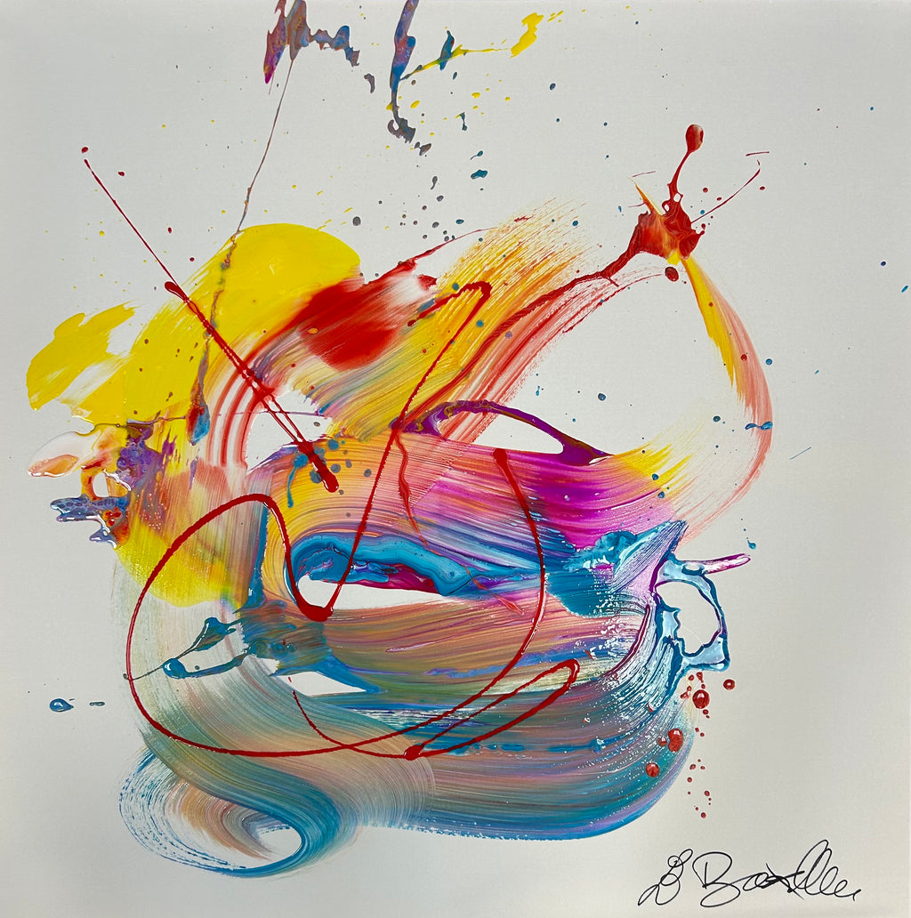 Pink Waves of Time original abstract painting - full view.
