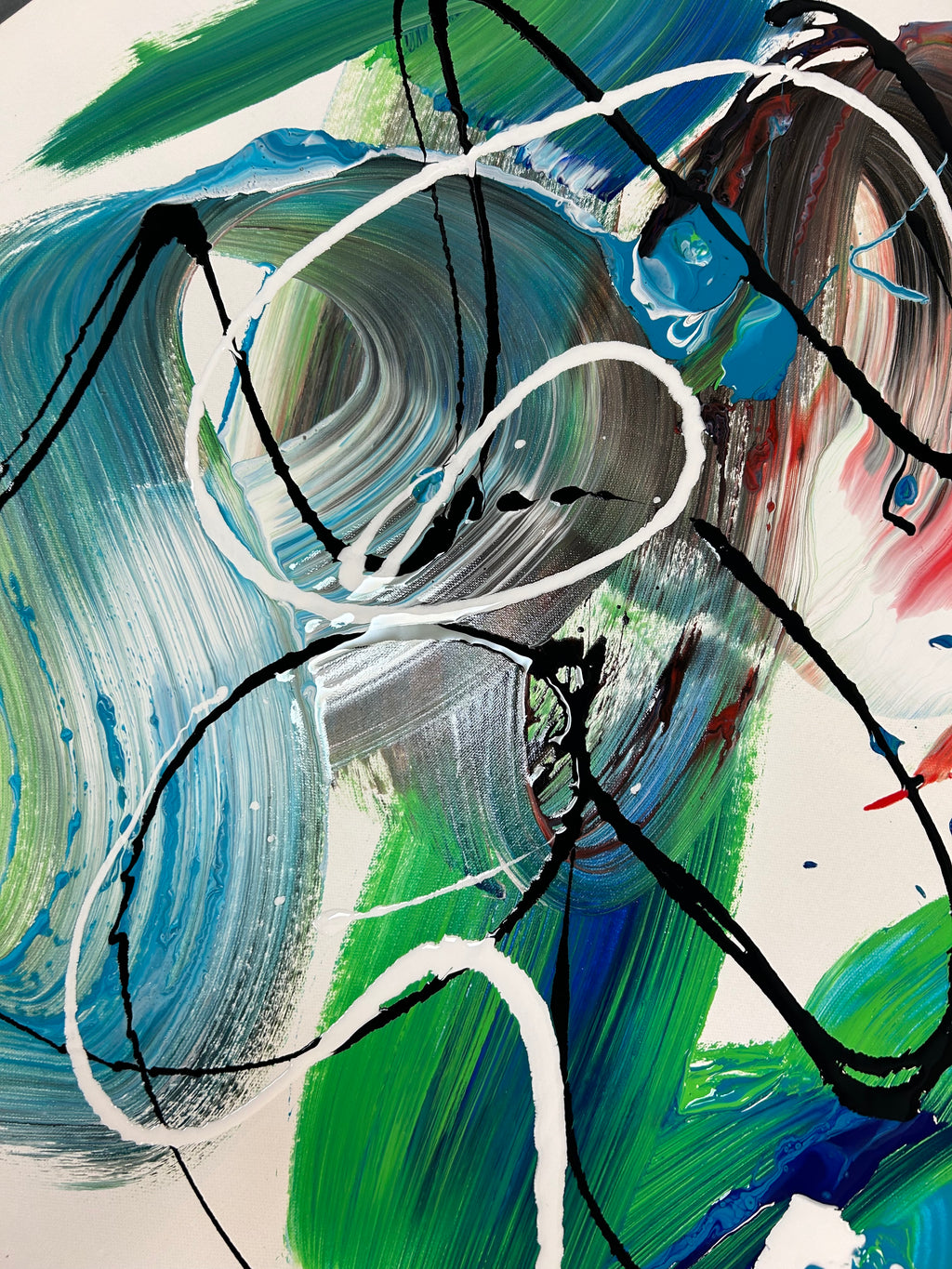 Luxury abstract art in blue tones, original wave painting with certificate of authenticity.
