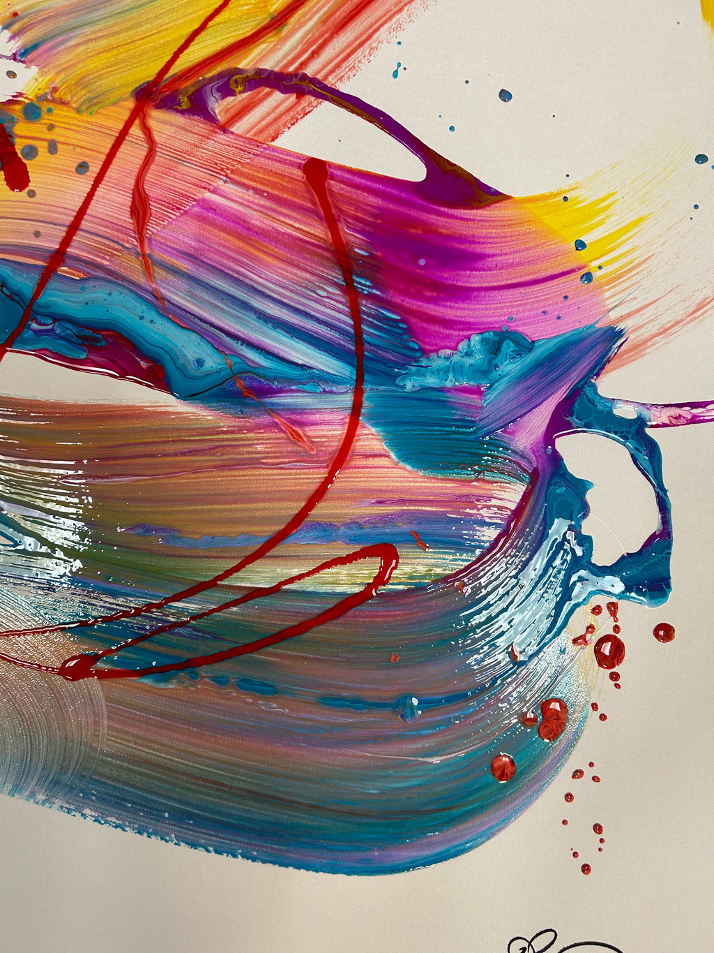 Pink Waves of Time artwork - detail view 2 showing colour depth.
