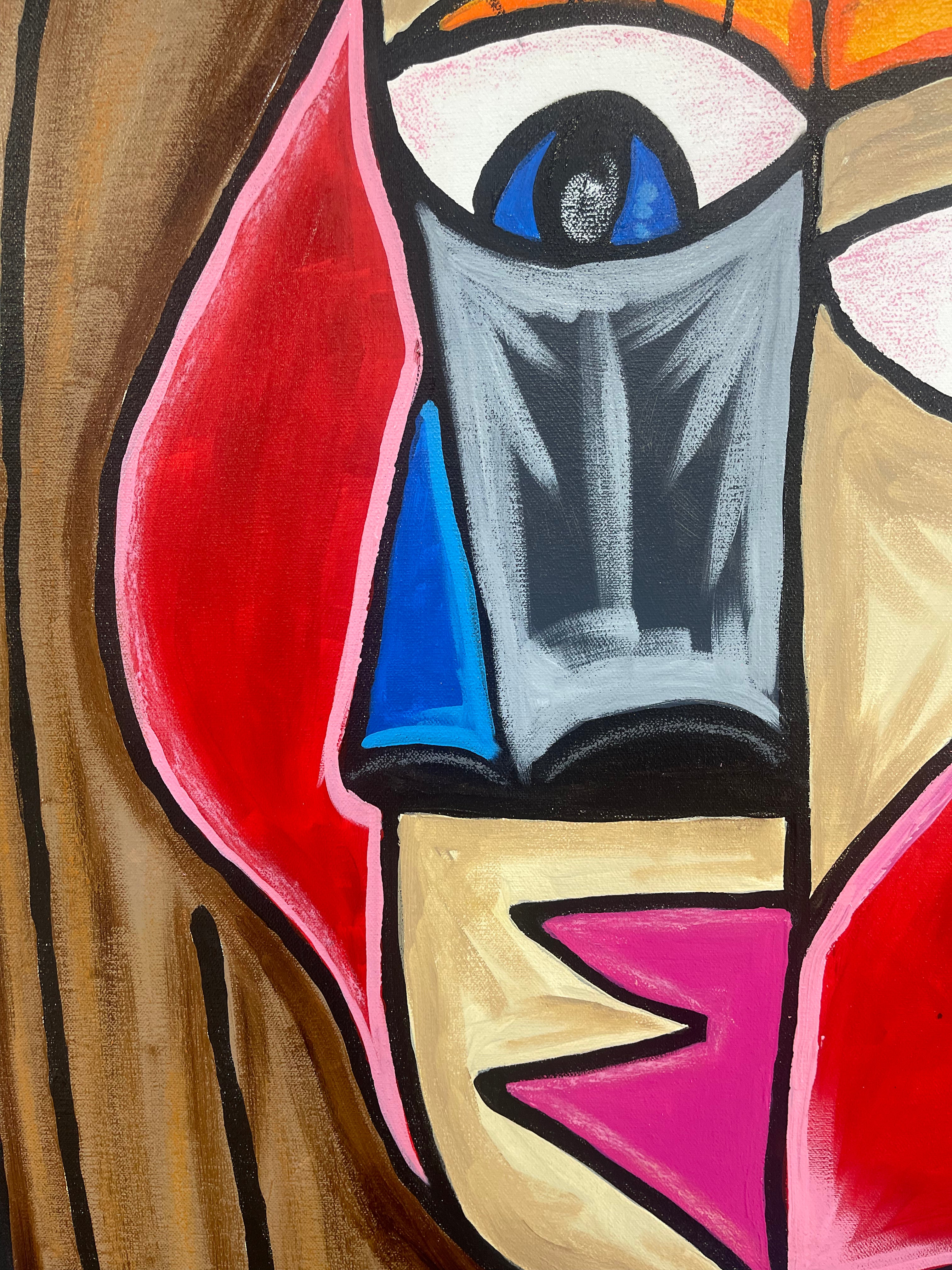 Abstract artwork with bold colors and geometric shapes