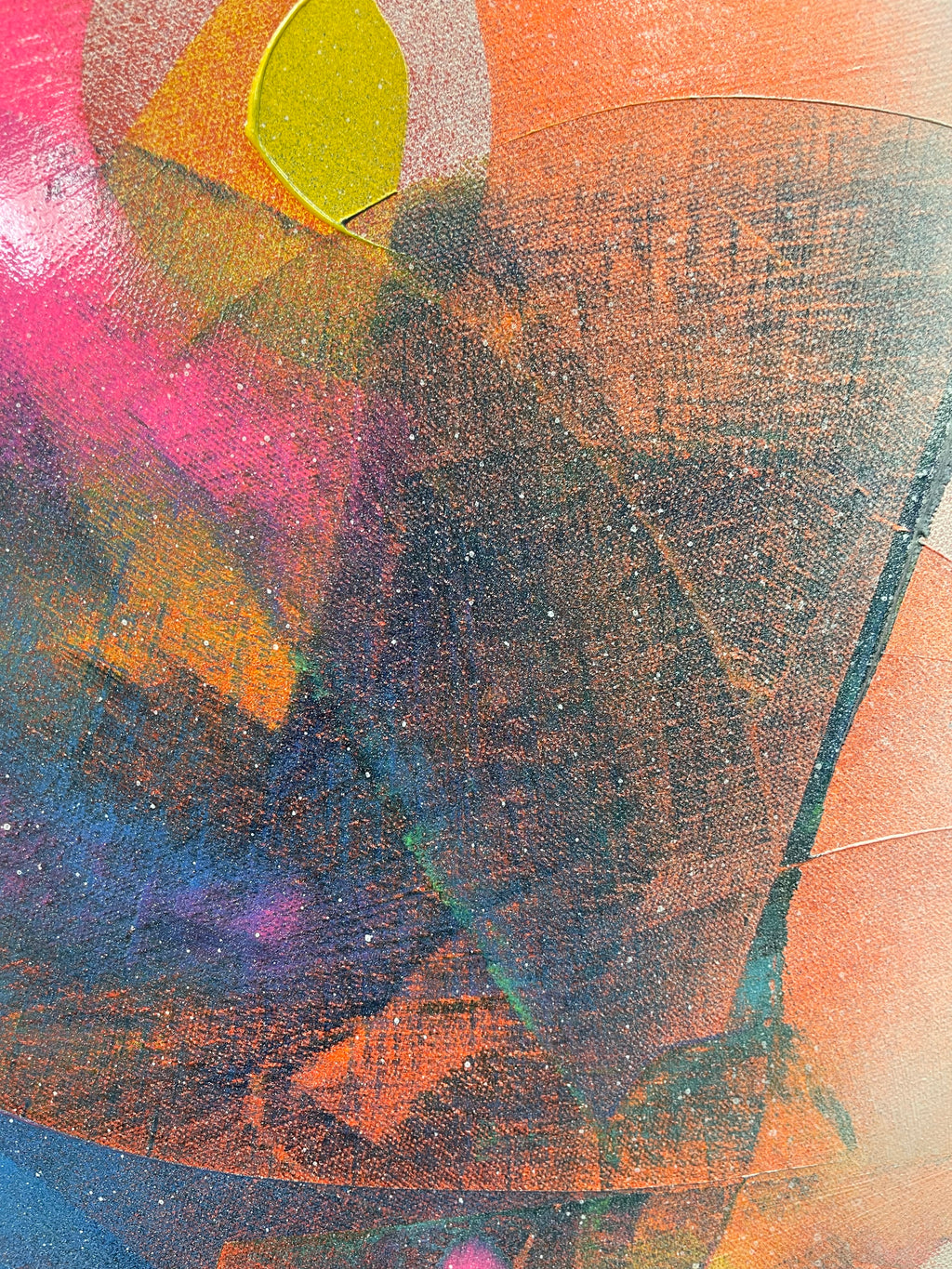 Abstract art with multicolored shapes and textures