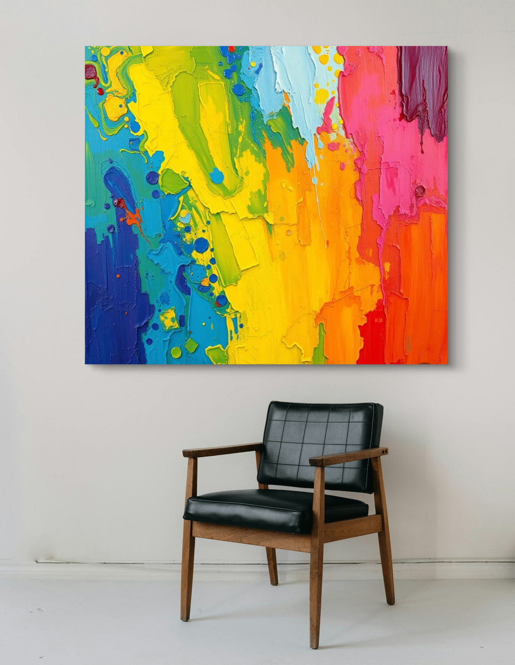 Emotion in Motion original painting - close-up detail of textured palette knife strokes in vibrant colours.